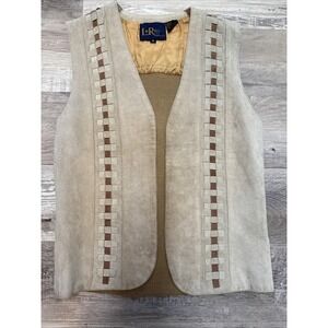 Vintage LeRoy Knitwear Brown Pig Suede Western Cowgirl Bohemian Vest Women's S